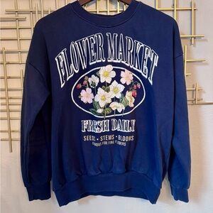 No Boundaries Flower Market Embroidered Sweatshirt Small Floral Graphic